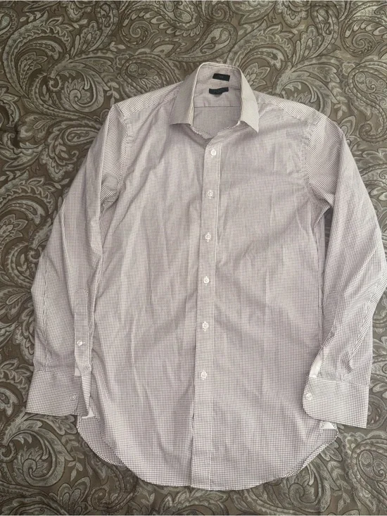 J.Crew Ludlow Men’s 14.5/32 Slim Fit Burgundy White Mini Check Dress Shirt