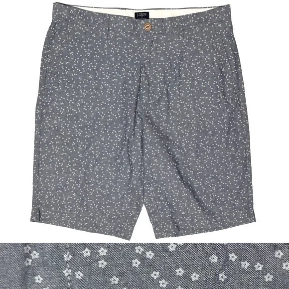 J.Crew Men’s Rivington Floral Gray 100% Cotton Shorts Waist 32 Preppy Casual