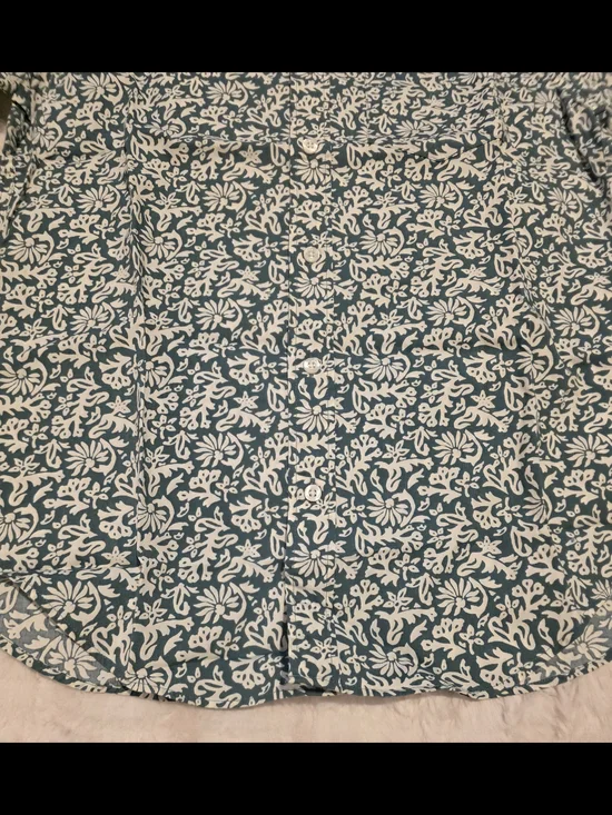 J. Crew Teal and White Floral Button-Up Shirt