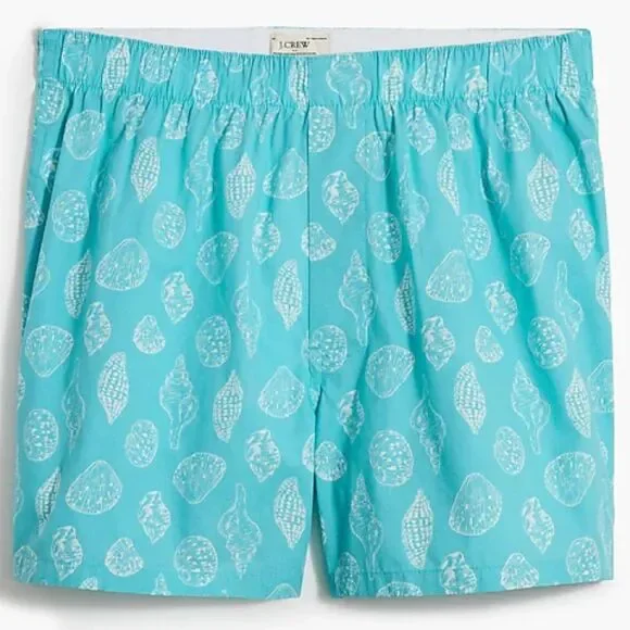 J Crew Men's Boxers Short Sea Shells Graphic Cotton Woven