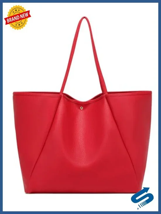 Large Leather Tote Bag for Women - Spacious Work Bag, Minimalist Handbag,