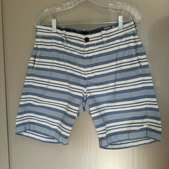 J. Crew Oxford Short Blue & White Stripe 9”‎ Short Preppy Nautical Coastal Beach