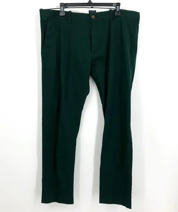 J.CREW Men's Slim-Fit Flex Chino Pants 38x32 Green Flat Front H3167 NWT