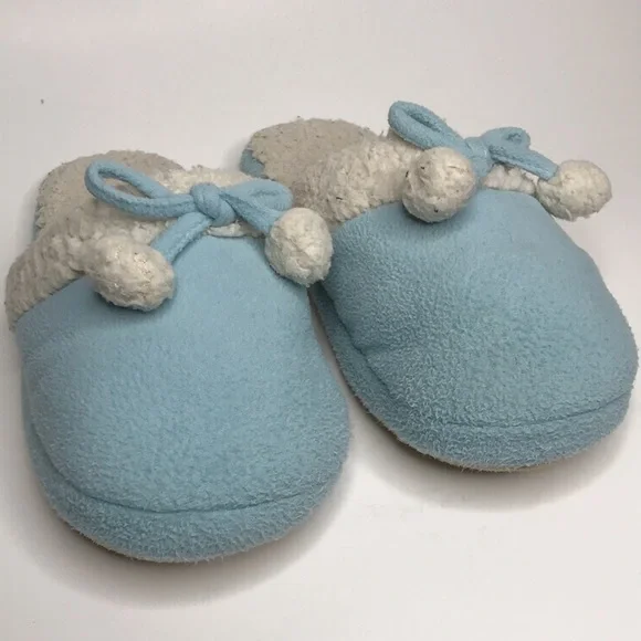 Old Navy Kids Fleece Slippers Size 3-4 Blue & Cream