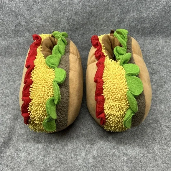 Old Navy Critter Slippers XL (3Y-4Y) Brown Taco Novelty Plush Shoes