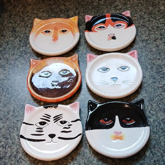 Orange and Black Cat Drink Coasters