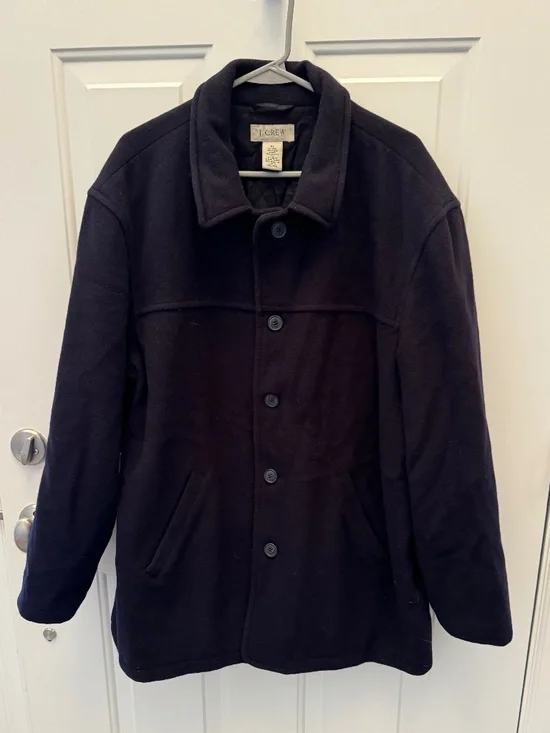 J. Crew Wool University Stadium Coat with Quilted Lining Navy XL