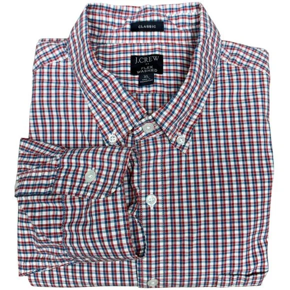 Men's J. CREW Classic Flex Washed Button Down Long Sleeve‎ Shirt | Size XL