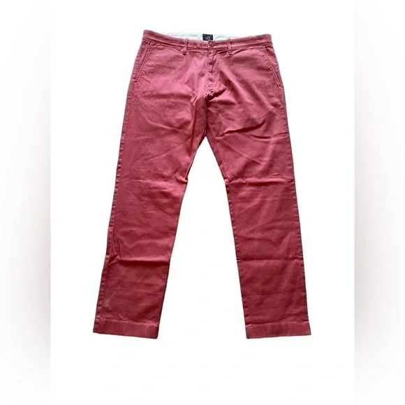 J Crew Mens Bleecker Chino Pants Size 34/30 Red Salmon Cotton Stretch Flat Front