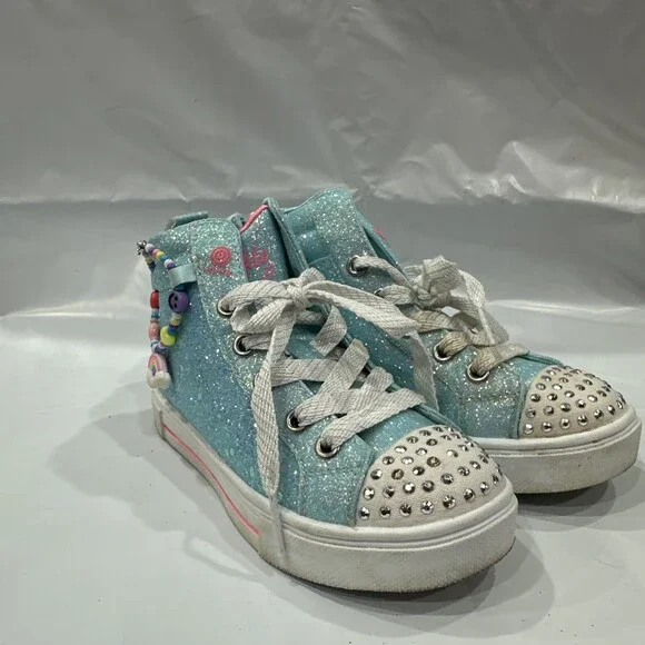 Skechers Twinkle Sparks-Charm Bestie Sneaker Girls 12 Teal High Top Shoe EBS2681
