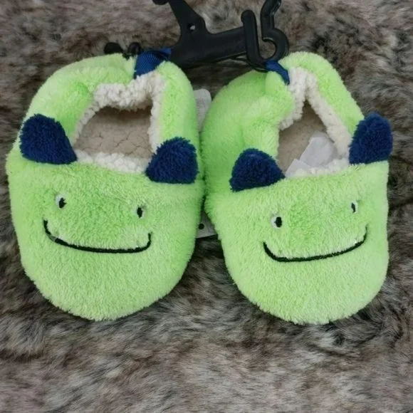 Swiggles Green Monster‎ plush infant Slippers Infant Size 2