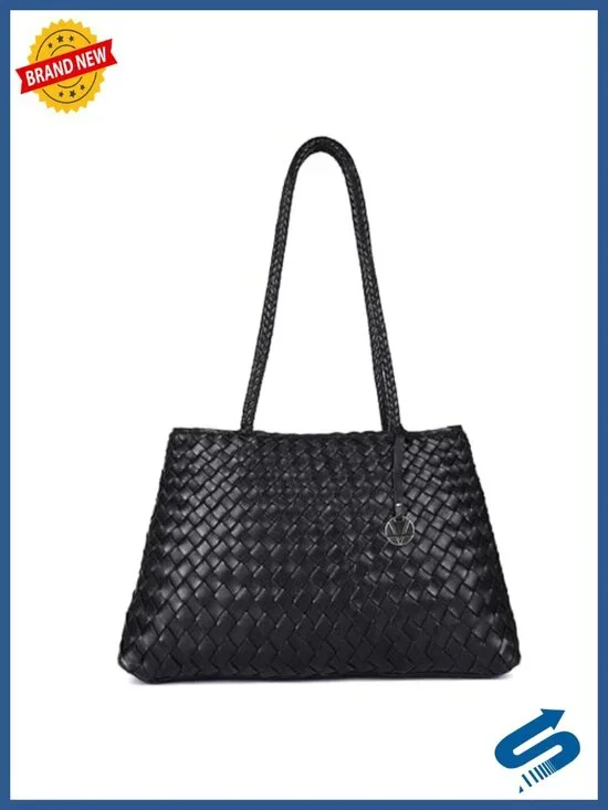 Handwoven Leather Tote Bag Spacious Lightweight Artisan