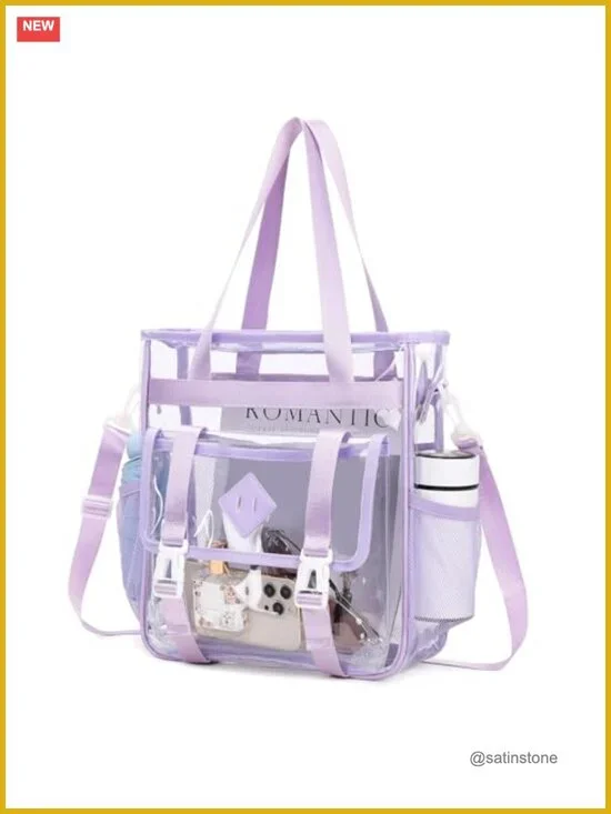 Clear PVC Tote Bag Stadium Approved 12x6x12 Water Resistant
