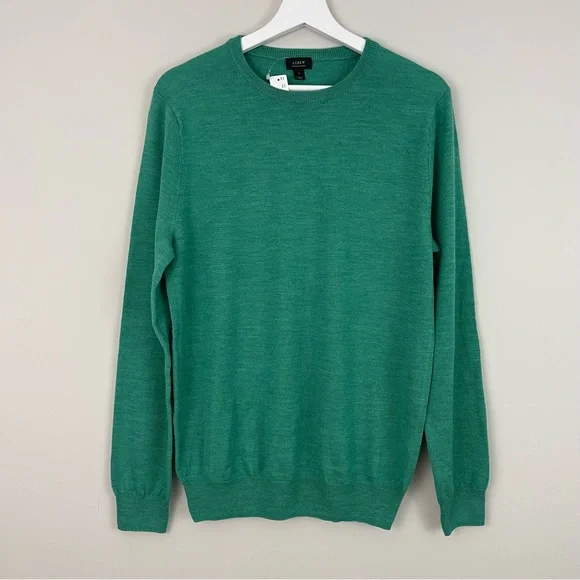 J. Crew Green 100% Merino Wool Crewneck Sweater