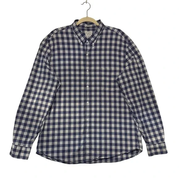 J. Crew Mens XL Short Secret Wash Stretch Slim Untucked Gingham Button Down