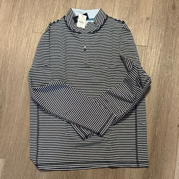 J. Crew Men's Black and White Striped Button Down Shirt