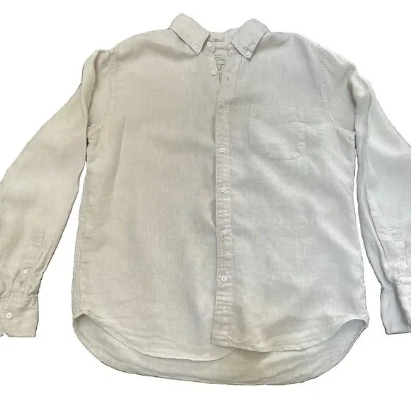 J.Crew Slim Baird McNutt Irish Linen Shirt Large Beige Coastal Old Money Classic