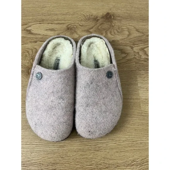 Birkenstock‎ Zermatt Shearling Clog Kids 32 Light Rose Pink Wool Felt Slippers