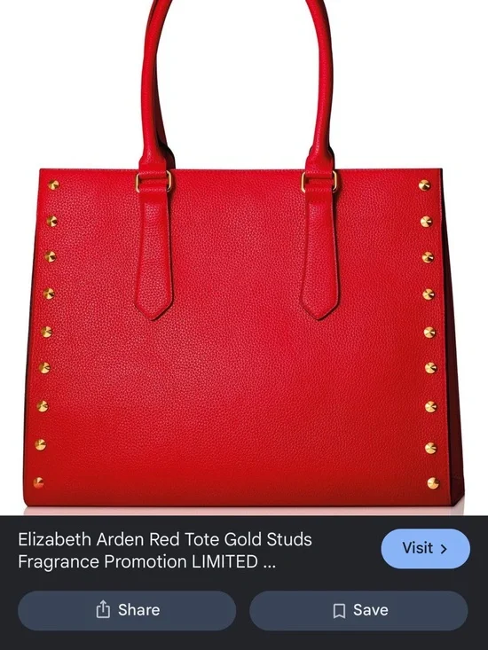 Elizabeth Arden Red Tote with Gold Stud Detailing
