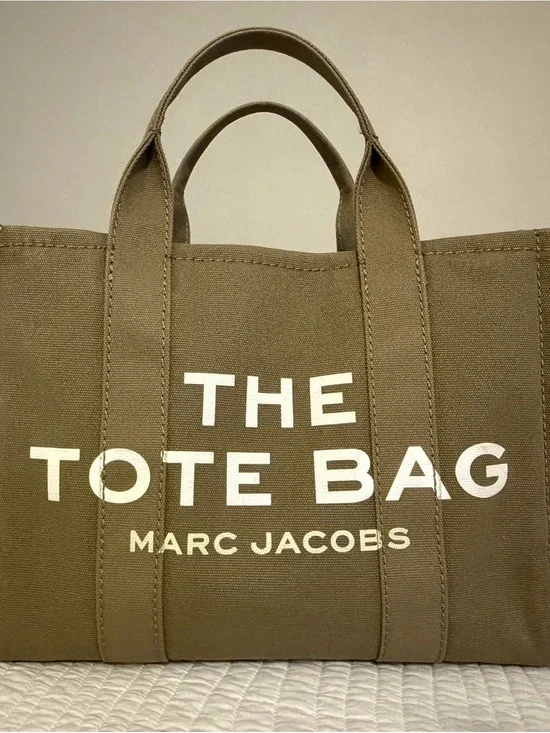 Marc Jacobs Medium Tan Canvas 'The Tote Bag' with White Logo