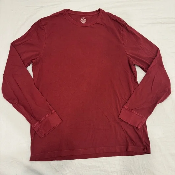 J. Crew Broken-In Long Sleeve T-Shirt Men's L Maroon Burgundy Red Re-Imagined