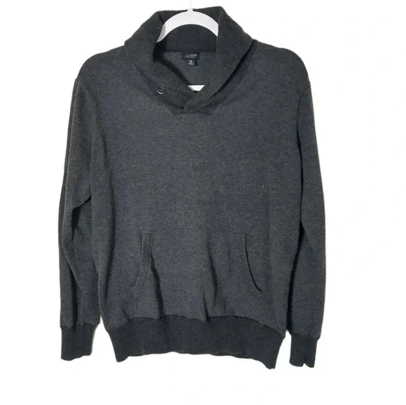 J. Crew Men's Button Collar cotton pullover sweater shirt size Medium Grey‎
