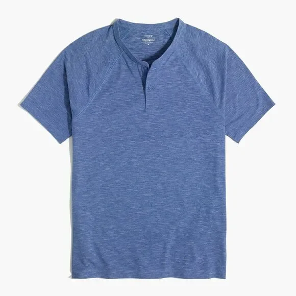 NWT J.Crew Performance Henley Deep Ocean Shirt Mens Size Large