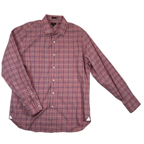 J Crew Shirt Mens Large Red Blue Plaid Ludlow‎ Long Sleeve Button Down