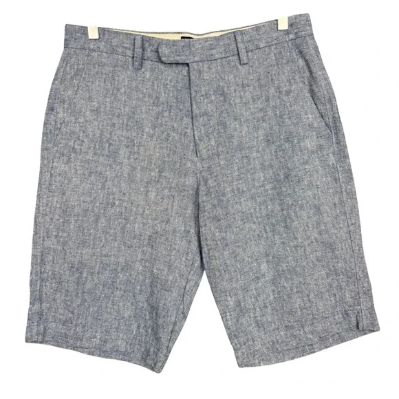 J Crew Rivington Shorts Mens 30 Blue Linen Cotton Blend Casual Preppy Fits 32x11
