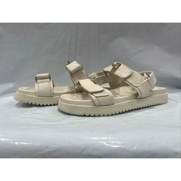 Steve Madden Mona Sandals Girls 1 Bone Adjustable Strap Comfort Flatform EBS2223