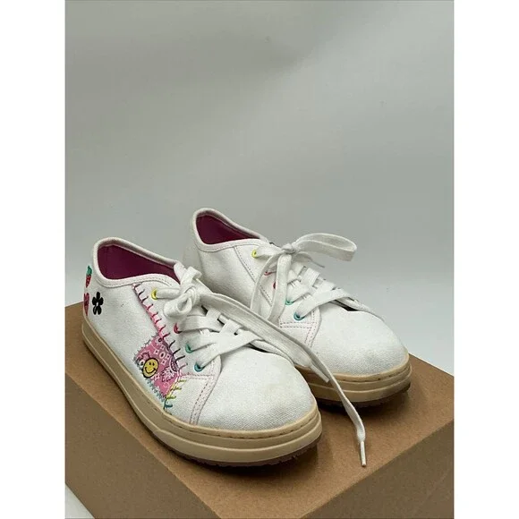 Steve Madden Mitzi Sneakers Kids 5M White Canvas Lace Up Casual Shoes Ebay2482