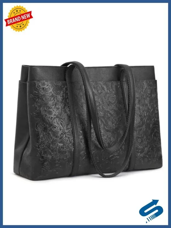 Large Leather Tote Bag Women Full Grain Cattle Leather 3 Compartments Fits 14