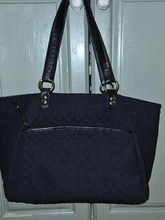 Donald J. Pliner Black Tote Satchel Quilted Doctor Bag