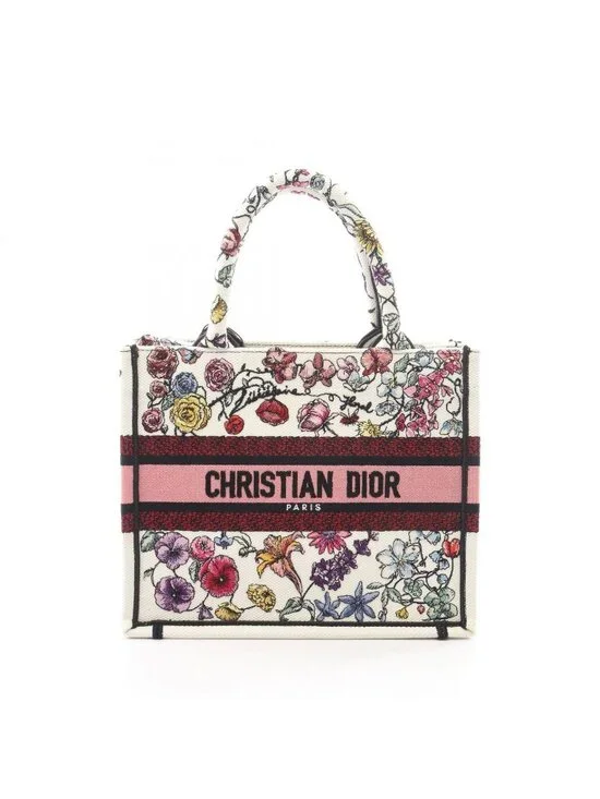 Dior Tote Book Small Florejo White Multi Canvas
