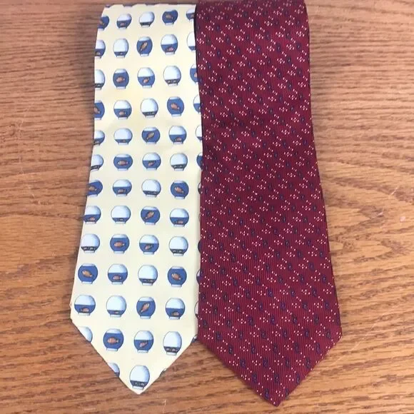 J.Crew & Nautica set 2 Ties Goldfish in bowl EUC