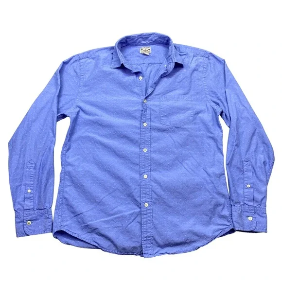 J.Crew Mens Tailored Blue Micro Print‎ Button Down Shirt Medium A9341 Cotton