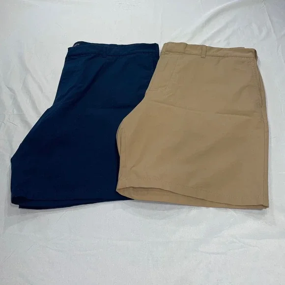J.Crew Men 40 Tech Shorts Bundle 9 Inch Inseam Navy Khaki AL096 2‎ Pack