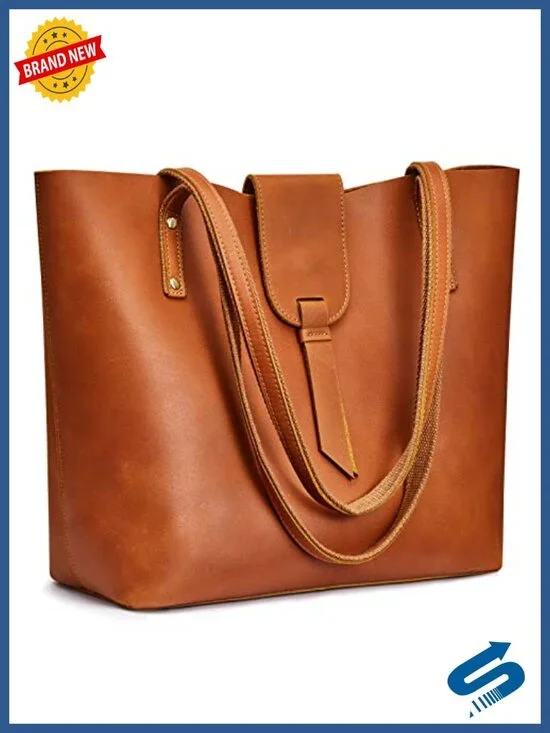 Genuine Leather Tote Bag for Women, Fits 14