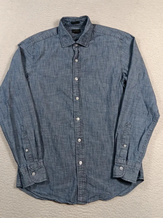 J Crew Shirt Mens Small Blue Chambray Slim Fit Long Sleeve Button Up Workwear