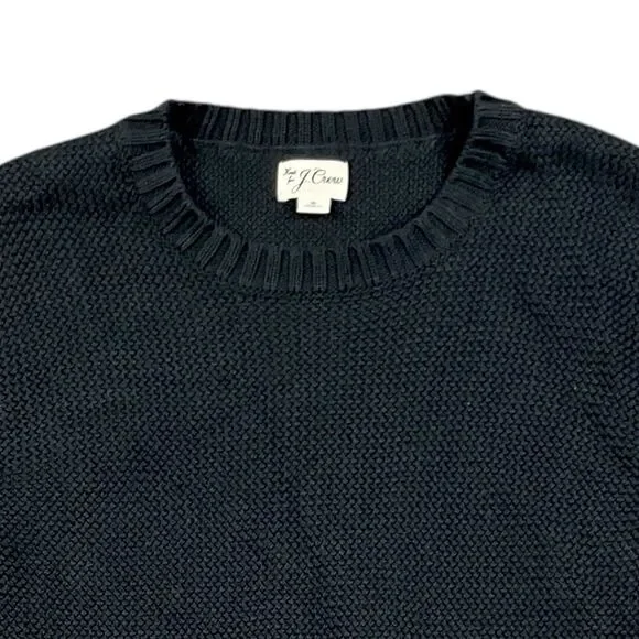 J Crew Sweater Mens S Black Premium Basket-stitch Crewneck Cotton Preppy Fall