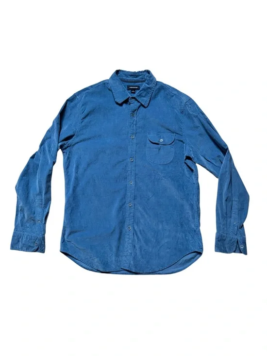 J. Crew Mens Large Blue Corduroy Button Down Long Sleeve Collared Shirt