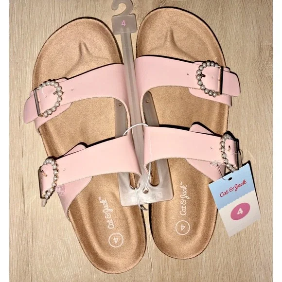 Cat & Jack Drew Footbed Sandals - Pink - Girls' size 4