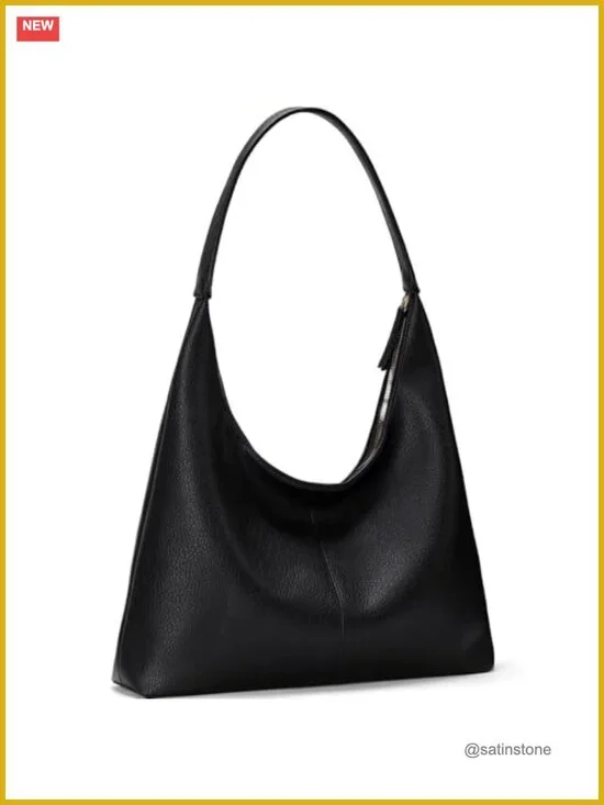 Large Vegan Leather Tote Bag for Women, Zippered Hobo Shoulder Purse