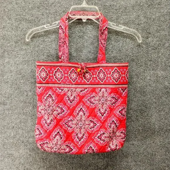 Vera Bradley‎ Bag Tote Frankly Scarlett Quilted Mailbag Purse Cotton Red
