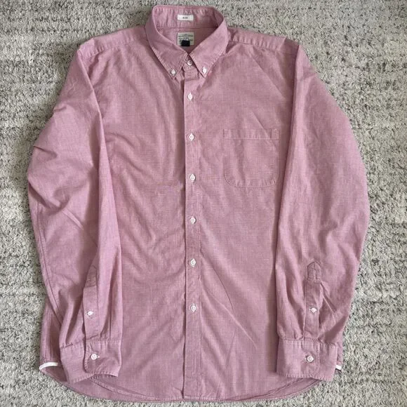 J.Crew Slim Fit Men’s XL Pink Oxford Button Down Shirt 100% Cotton Long Sleeve