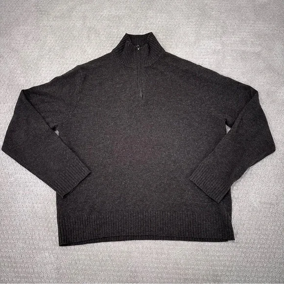 J.Crew Men’s 100% Lambswool Half-Zip Sweater XL Dark Charcoal Gray Style 79427