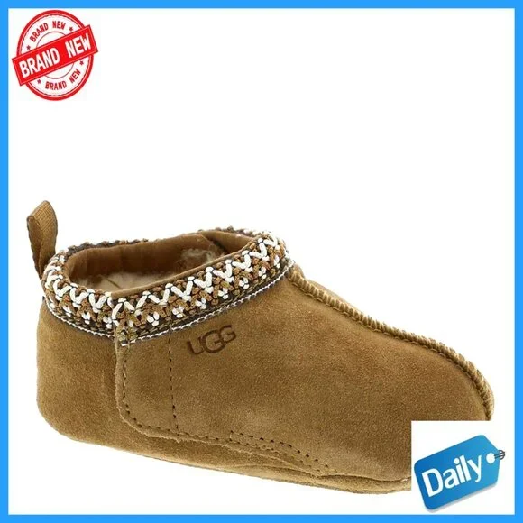 Baby Slippers with Hook Loop Closure Suede Upper Cozy Lining