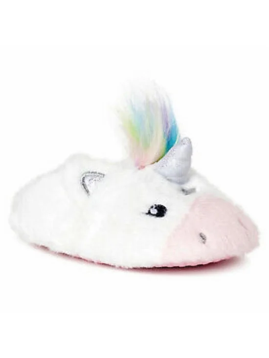 Unicorn Slippers Houseshoes Infant Girls Size 6 Soft Faux Fur Non Slip Sole