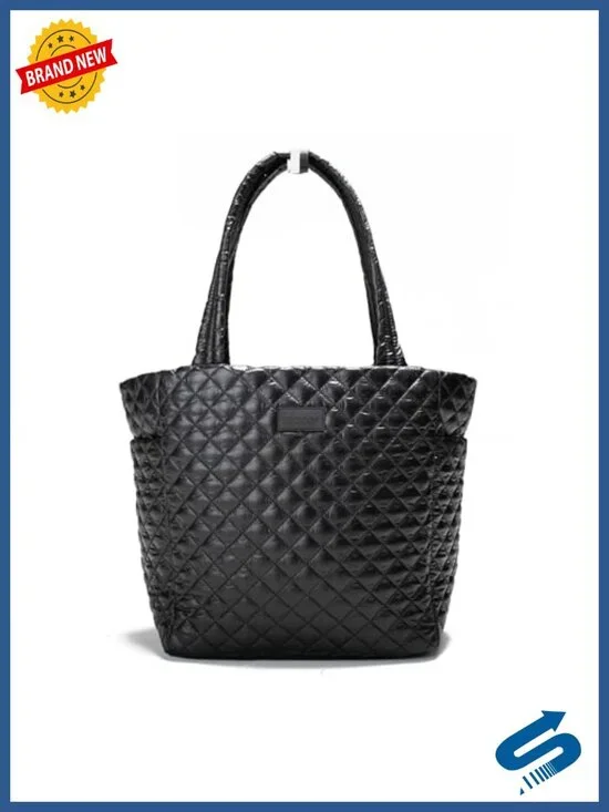 Quilted Tote Bag with Padded Strap, Luggage Sleeve, Hidden Phone Pocket, 18L