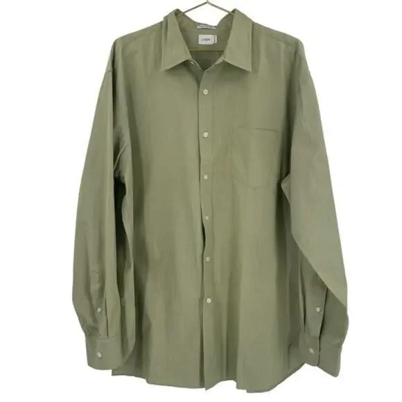 J. Crew Green And White Striped Button-Down Shirt Size XL (17 - 17 1/2)